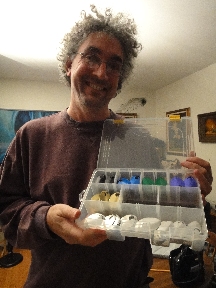 Mead grinning at his scales-storage gift
